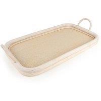 Madison & Mayfair Large Rattan Tray with Handles in Light Beige