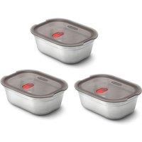 Black + Blum Set of 3 Steel Food Box Small 600ml- Grey & Red