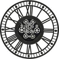 Libra Interiors Gibbons grey skeleton 90cm moving cog clock