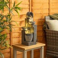 ValueLights Solar Powered Outdoor Cascading Water Feature Fountain Light in Grey