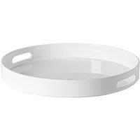 Argon Tableware 6x Melamine Serving Trays - Round Metallic Serving Dish Food Tray in White