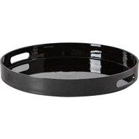 Argon Tableware 6x Melamine Serving Trays - Round Metallic Serving Dish Food Tray in Black