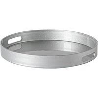 Argon Tableware 6x Melamine Serving Trays - Round Metallic Serving Dish Food Tray in Silver