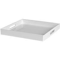 Argon Tableware 6x Melamine Serving Trays - Round Metallic Serving Dish Food Tray in White