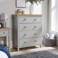 Home Source Avon 4 Drawer Chest Bedroom Storage Unit 36mm Top in Grey