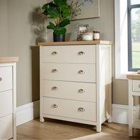 Home Source Avon 4 Drawer Chest Bedroom Storage Unit 36mm Top in Off-White