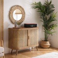 Birlea 2 Door Rattan Sideboard Curved Cupboard Sark Storage Cabinet in Beige