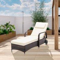 MCC Direct Rattan Sun Lounger Bed with Reclining function Garden & Outdoor in Brown | Size: 1 Pack
