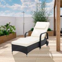 MCC Direct Rattan Sun Lounger Bed with Reclining function Garden & Outdoor in Black | Size: 1 Pack