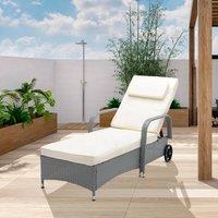 MCC Direct Rattan Sun Lounger Bed with Reclining function Garden & Outdoor in Grey | Size: 1 Pack