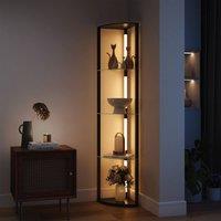 HOMCOM LED Floor Lamp with Shelves, Dimmable Standing Lamp with Foot Switch in Black