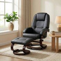 HOMCOM Recliner Chair with Footstool, Swivel Recliner Armchair, Black | Size: 120
