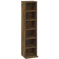 Berkfield Home CD Cabinet Smoked Oak 21x20x88 cm Engineered Wood in Brown | Size: 21 x 20 x 88 cm