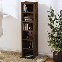 Berkfield Home Stylish CD Cabinet Smoked Oak 21x20x88 cm Engineered Wood in Brown | Size: 21 x 20 x 88 cm
