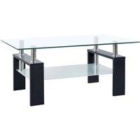 Berkfield Home Coffee Table Black & Transparent 95x55x40 cm Tempered Glass | Size: 95 x 55 x 40 cm