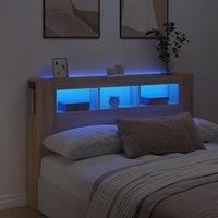 Berkfield Home LED Headboard Sonoma Oak 160x18.5x103.5 cm Engineered Wood in Brown