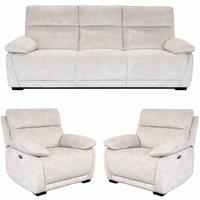 Furnishings For Less UK Piccadilly Electric Recliner Sofa Set Beige 3 Seater 2 Armchairs