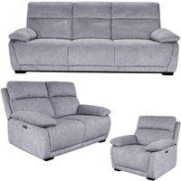 Furnishings For Less UK Piccadilly Electric Recliner Sofa Fabric Power USB Grey