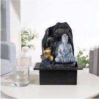 H&O Direct Tabletop Water Fountain Buddha Decor in Grey