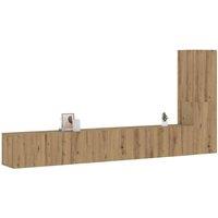 Berkfield Home Wall Mounted TV cabinets 3 pcs Artisan Oak Engineered Wood in Brown