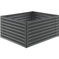 tectake Raised Garden Bed, Galvanized Steel, Large Outdoor Planter Blomma Stee in Dark Grey