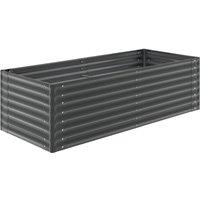 tectake Galvanized Steel Raised Garden Bed Blomma Steel 200 X 80 X 62 Cm in Dark Grey