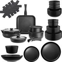 tectake Kitchen Starter Set Una/Parma in Black