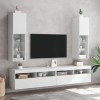 Berkfield Home TV Cabinets with LED Lights 2 pcs White 30.5x30x102 cm