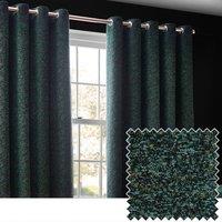 Paoletti Galaxy Velvet Chenille Eyelet Curtain Pair in Emerald | Size: 168 cm width x 137 cm drop