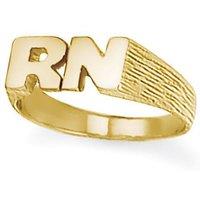Jewelco London 9ct Gold Personalised Identity Barked Initial Ring | Size: Large