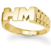 Jewelco London 9ct Gold Personalised Identity Bricked Initial Ring | Size: V