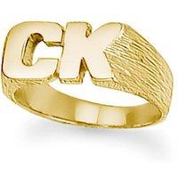 Jewelco London 9ct Gold Personalised Identity Barked Initial Ring | Size: R