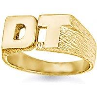 Jewelco London 9ct Gold Personalised Identity Barked Initial Ring | Size: Small