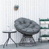 OUTSUNNY Swivel Rattan Papasan Moon Bowl Chair Round with Padded in Grey
