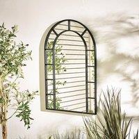 FurnitureboxUK Winona Black Large Arched Window 90x60cm Garden Mirror | Size: 90x60 cm