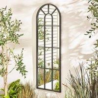 FurnitureboxUK Harris Black Large Arched Window 120x40cm Garden Mirror | Size: 120x40 cm