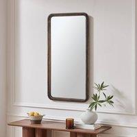 FurnitureboxUK Rowena Walnut Wood Small 80x40cm Rectangle Wall Mirror in Brown | Size: 80x40 cm