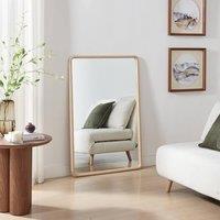 FurnitureboxUK Rowena Oak Wood Large 120x80cm Rectangle Wall Mirror in Light Brown | Size: 120x80 cm