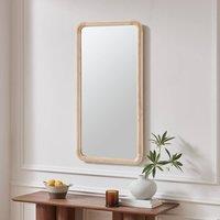 FurnitureboxUK Rowena Oak Wood Small 80x40cm Rectangle Wall Mirror in Light Brown | Size: 80x40 cm