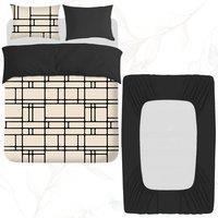 Grace Soft Touch Reversible Duvet Cover Set with Fitted Sheet in Taupe | Size: King