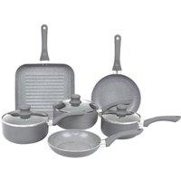 Gr8 Home Aluminium 9 Pc Grey Marble Non Stick Pan Set Induction Frying Grill Saucepan Pot