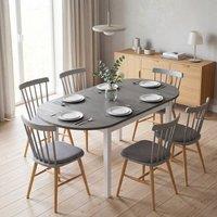 HOMCOM Foldable Dining Table, Solid Wood Drop Leaf Table, Grey