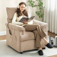 HOMCOM Massage Recliner with Quiet Motor, Power Reclining Chair in Beige | Size: Armchair