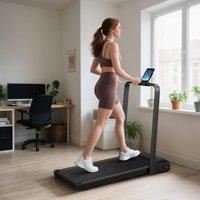 SPORTNOW Folding Treadmill Under Desk Walking Pad with Incline, Black
