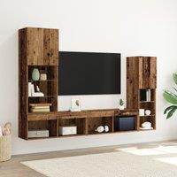 Berkfield Home TV Cabinet with LED Lights Old Wood 40.5x30x102 cm in Brown
