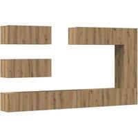 Berkfield Home 7 Piece TV Cabinet Set Wall-mounted Artisan Oak Engineered Wood in Brown
