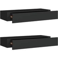 Berkfield Home Wall-mounted Drawer Shelves 2 pcs Black 60x23.5x10cm MDF | Size: 60x23.5x10 cm