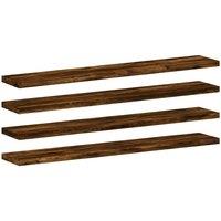 Berkfield Home Wall Shelves 4 pcs Smoked Oak 60x10x1.5 cm Engineered Wood in Brown