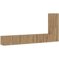 Berkfield Home Wall Mounted TV cabinets 3 pcs Artisan Oak Engineered Wood in Brown