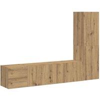 Berkfield Home Wall Mounted TV cabinets 3 pcs Artisan Oak Engineered Wood in Brown